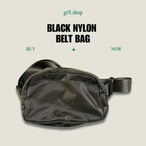 Black Nylon Compact Waist Pack With Adjustable Strap & Multiple Compartments
